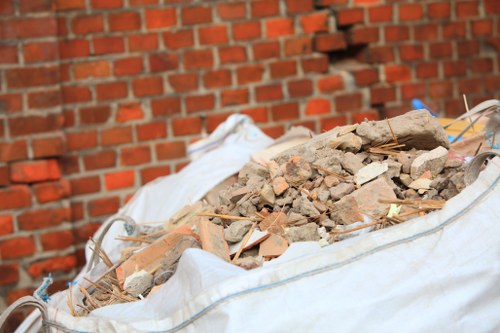 Construction site with debris and waste removal services