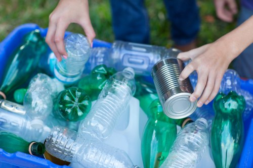 Various types of waste being sorted for removal